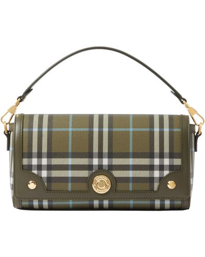 Burberry Small Note Check & Leather Crossbody Bag - Green