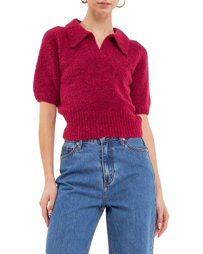 Endless Rose Short Sleeve Sweater - Red