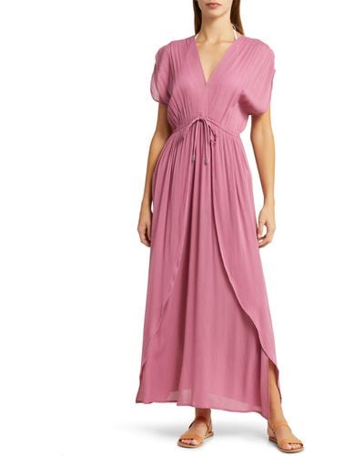 Elan Wrap Maxi Cover-up Dress - Pink