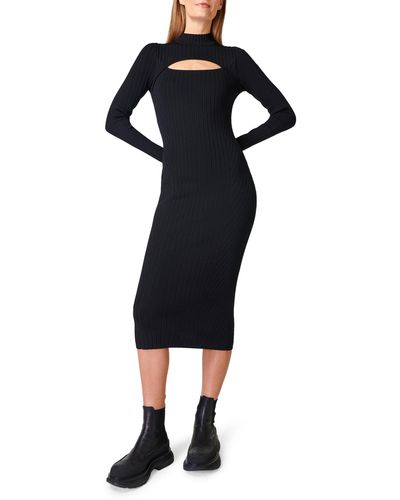 Sweaty Betty Cutaway Long Sleeve Knit Midi Dress - Black
