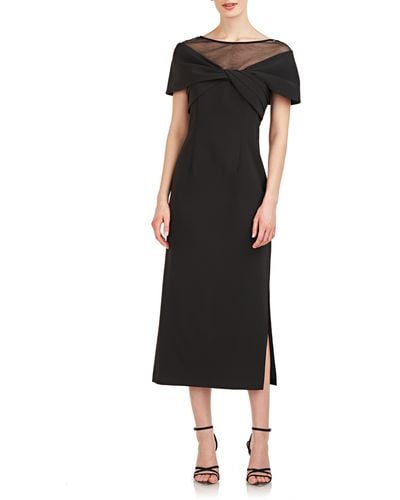 JS Collections Tillie Illusion Lace Detail Sheath Dress - Black