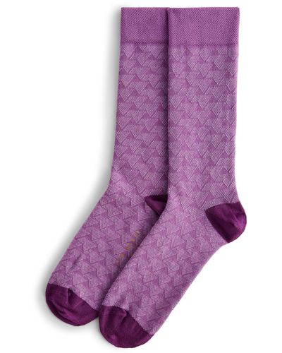 Ted Baker Sokksev Geo Pattern Dress Socks - Purple