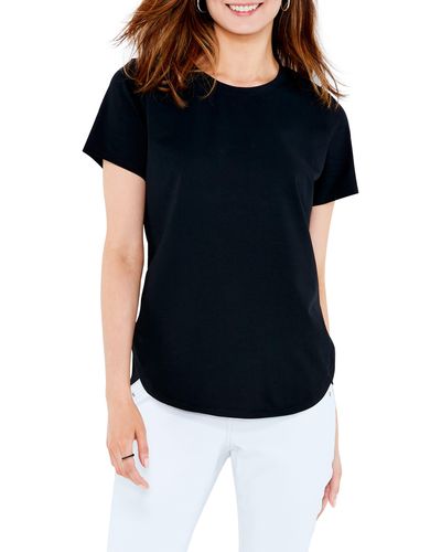 NZT by NIC+ZOE Nzt By Nic+zoe Stretch Cotton Shirttail T-shirt - Black