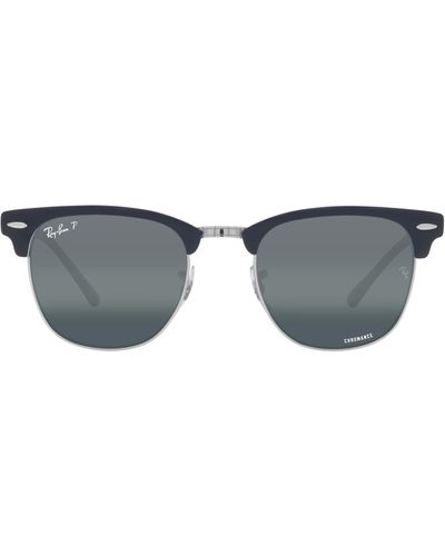 Ray-Ban Clubmaster 51mm Mirrored Polarized Square Sunglasses - Metallic