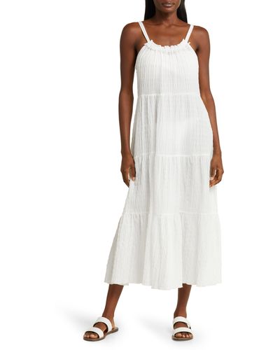 Robin Piccone Fiona Tie Shoulder Cover-up Dress - White