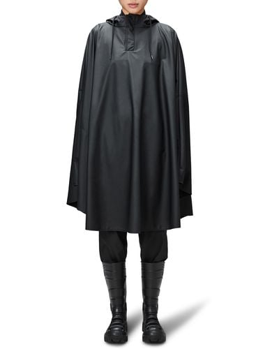 Rains Gender Inclusive Cape W3 Waterproof Hooded Poncho - Black