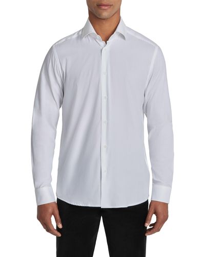 Jack Victor Aurelio Cotton & Silk Blend Dress Shirt - White