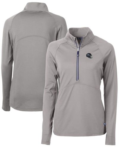 Cutter & Buck Gray Tennessee Titans Helmet Logo Adapt Eco Knit Stretch Recycled Half-zip Pullover Top