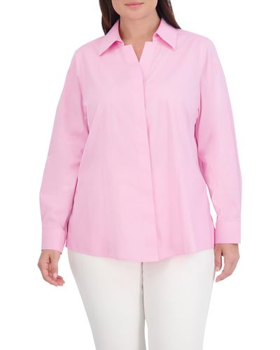 Foxcroft Taylor Long Sleeve Stretch Button-up Shirt - Pink