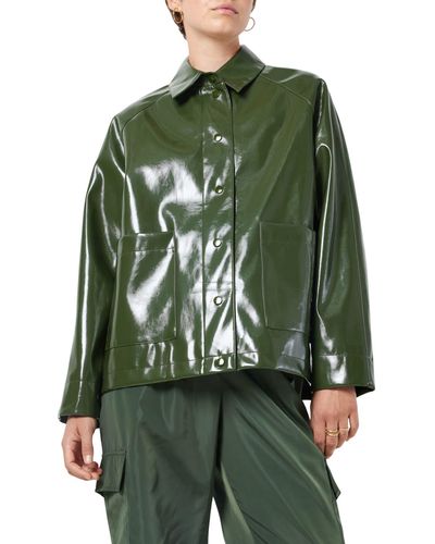 Noisy May Sky Faux Leather Jacket - Green