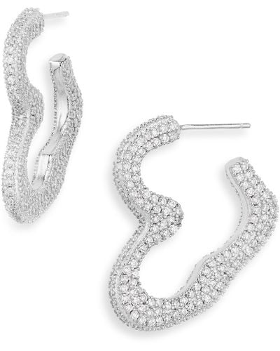 Collina Strada Super Heart Cubic Zirconia Pavé Hoop Earrings - White