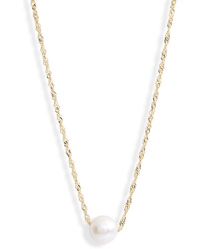 POPPY FINCH Shimmer Freshwater Pearl Pendant Necklace - Blue