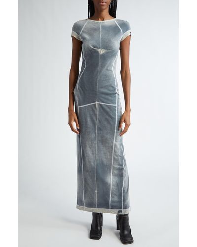 KNWLS Paneled Short Sleeve Cotton Maxi Dress - Gray