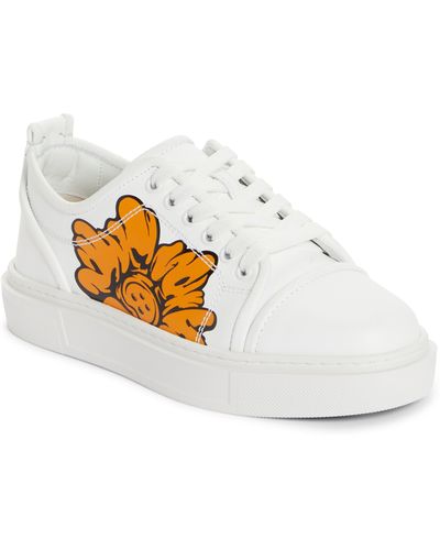Christian Louboutin X Shun Sudo Adolon Donna Button Flower Low Top Sneaker - White