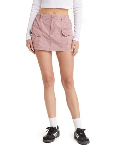 BDG Y2k Cotton Cargo Miniskirt - Pink