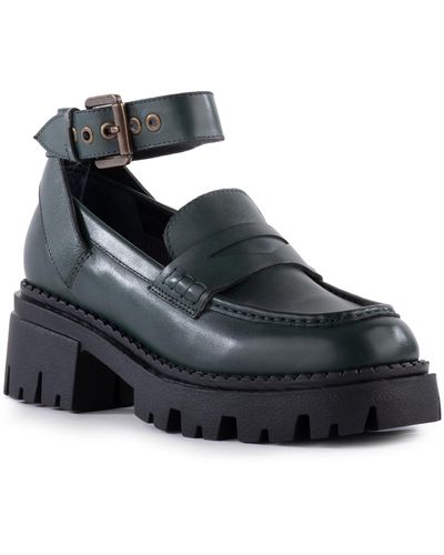 Seychelles Not The One Ankle Strap Lug Penny Loafer - Black