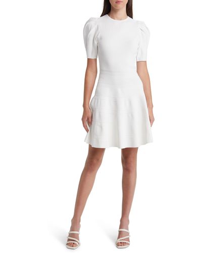 Ted Baker Velvey Puff Sleeve Dress - White