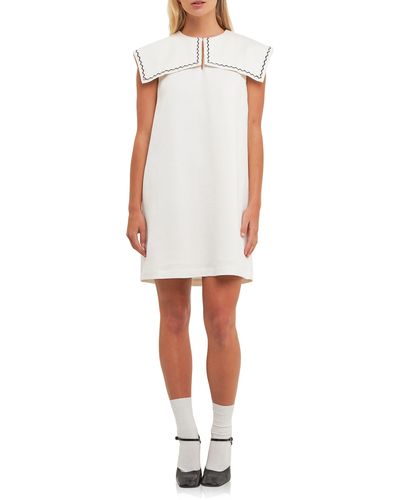 English Factory Sailor Collar Dress - White