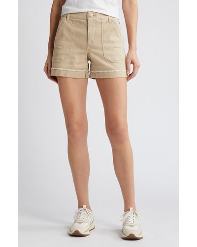 Wit & Wisdom 'ab'solution Frayed Patch Pocket High Waist Twill Shorts - Natural