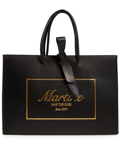 Martine Rose Large Foil Logo Faux Leather Shopper - Black