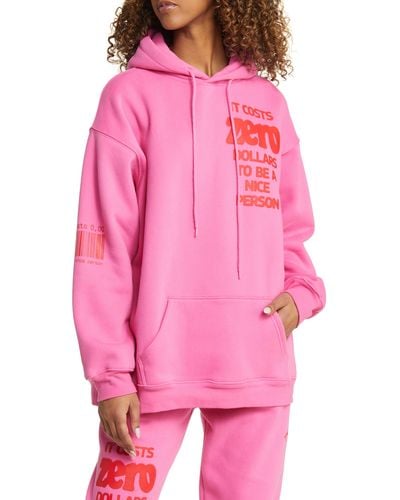 The Mayfair Group It Costs Zero Graphic Hoodie - Pink