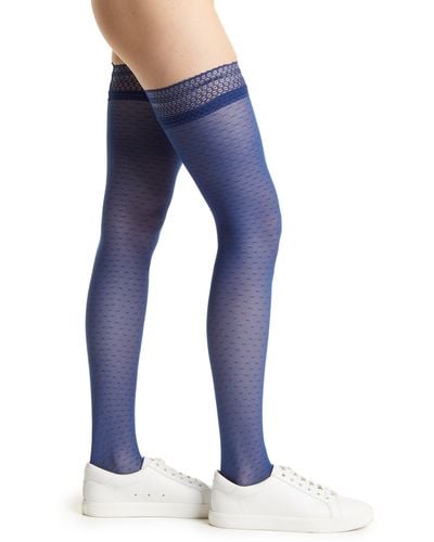 Oroblu Sneaker Stay-up Stockings - Blue