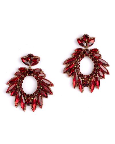 Deepa Gurnani Zienna Crystal Drop Earrings - Red