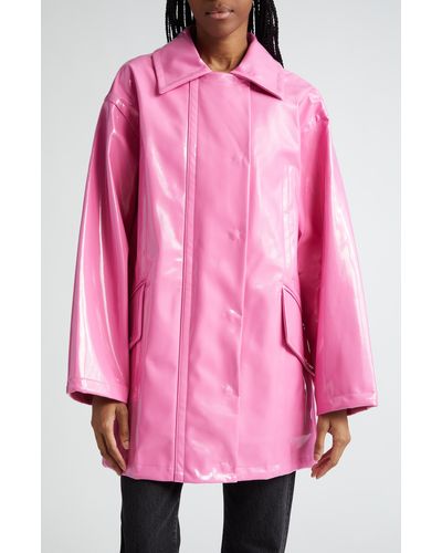 Stand Studio Maxxy Faux Patent Leather Raincoat - Pink