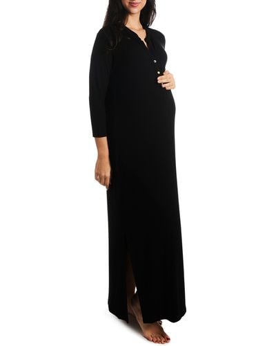 Everly Grey Juliana Jersey Maternity/nursing Gown - Black