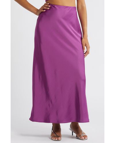 Something New Marie Satin Maxi Skirt - Purple