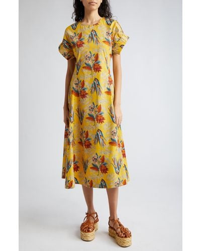 Ulla Johnson Devon Floral Cotton Midi Dress - Yellow