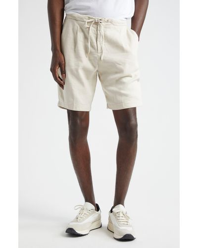 Thom Sweeney Pleated Stretch Linen & Cotton Jersey Shorts - Natural