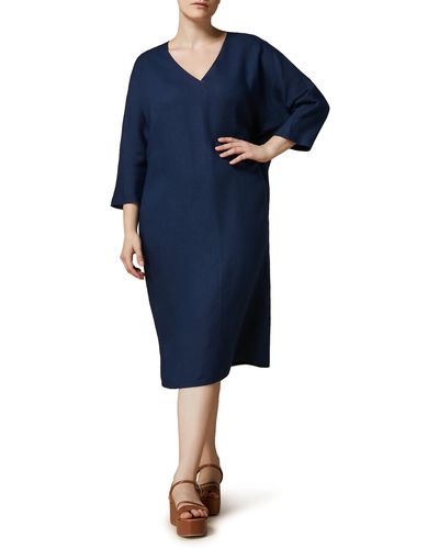 Marina Rinaldi Edolo Linen Shift Dress - Blue