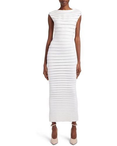 Alaïa Tube Layered Stripe Dress - White