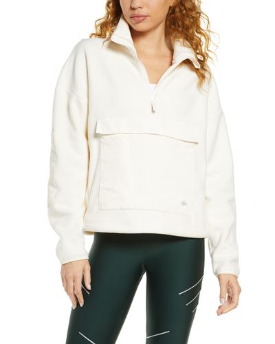 Alo Yoga Blackcomb Polar Fleece Half Zip Pullover - White