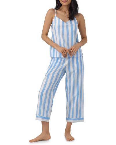 Bedhead Stripe Crop Organic Cotton Pajamas - Blue