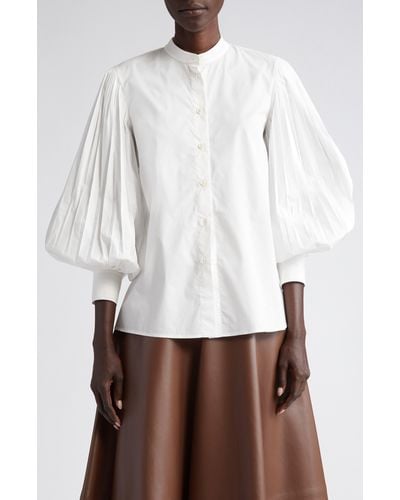 Altuzarra Patsy Bishop Sleeve Button-up Shirt - White
