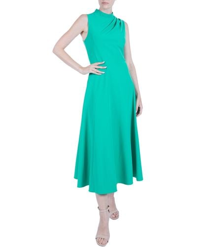 Julia Jordan Mock Neck A-line Midi Dress - Green