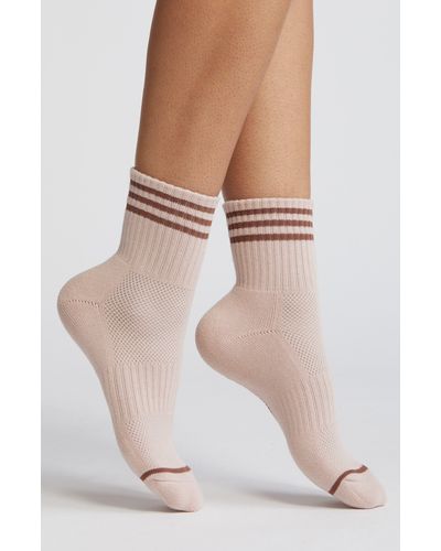 LE BON SHOPPE Girlfriend Stripe Cotton Blend Quarter Socks - White