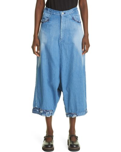 Y's Yohji Yamamoto baggy Crop Jeans - Blue