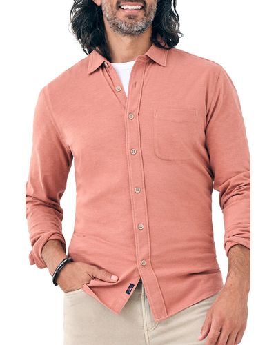 Faherty Seasons Knit Button-up Shirt - Pink