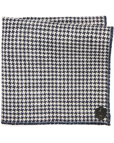 CLIFTON WILSON Houndstooth Cotton Pocket Square - Black