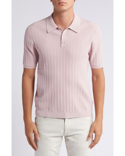 Wax London Napels Ribbed Polo Sweater - Pink