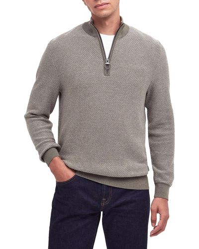 Barbour Dunstan Marl Half-zip Cotton Sweater - Gray