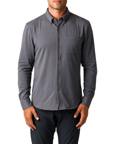 Western Rise X Performance Cotton Blend Button-down Shirt - Gray