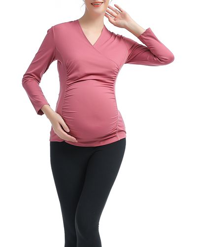 Kimi + Kai Essential Active Maternity/nursing Top - Pink