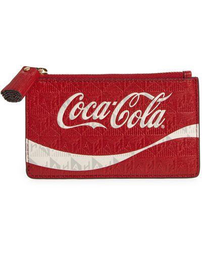 Anya Hindmarch Coca-cola Embossed Leather Zip Card Case - Red