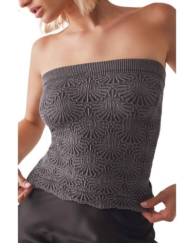 Free People Love Letter Jacquard Tube Top - Gray