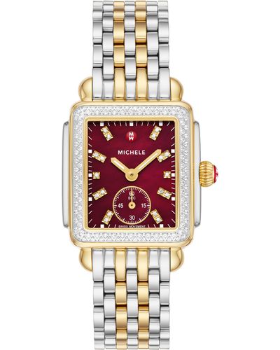 Michele Deco Mid Diamond Two-tone Bracelet Watch - Multicolor