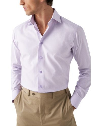Eton Slim Fit Non-iron Check Stretch Dress Shirt - Purple